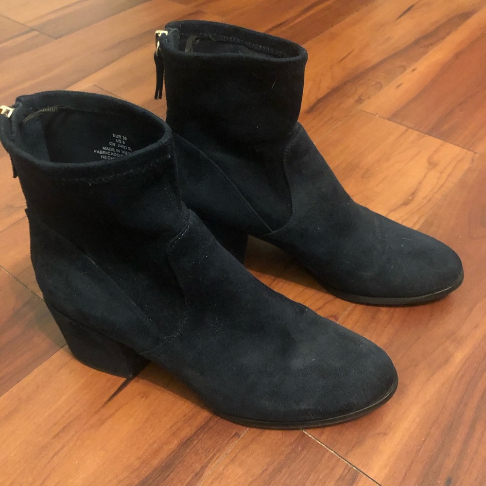 Dark Blue Velvet Ankle Boots
